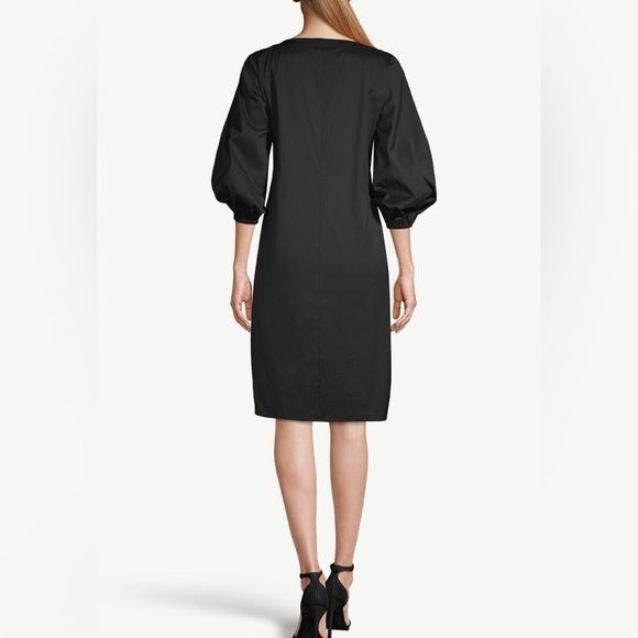 CHICO’S / NWT/ 3/4-Sleeve Poplin Black Shirt Dress/ Size - Picture 2 of 12